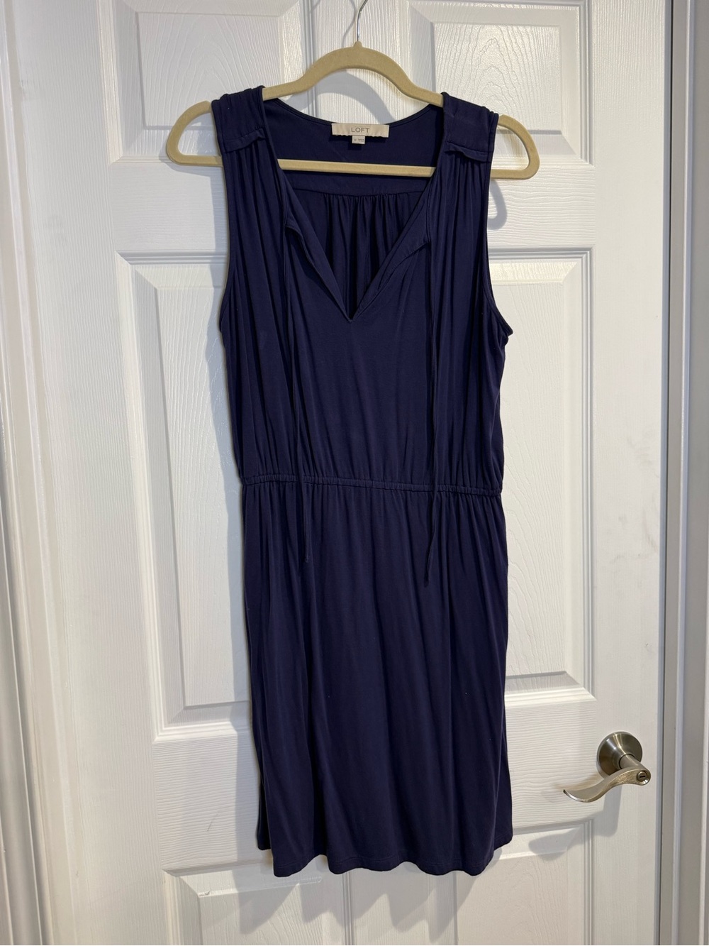 LOFT Navy Sleeveless V-Neck Jersey Mini Dress